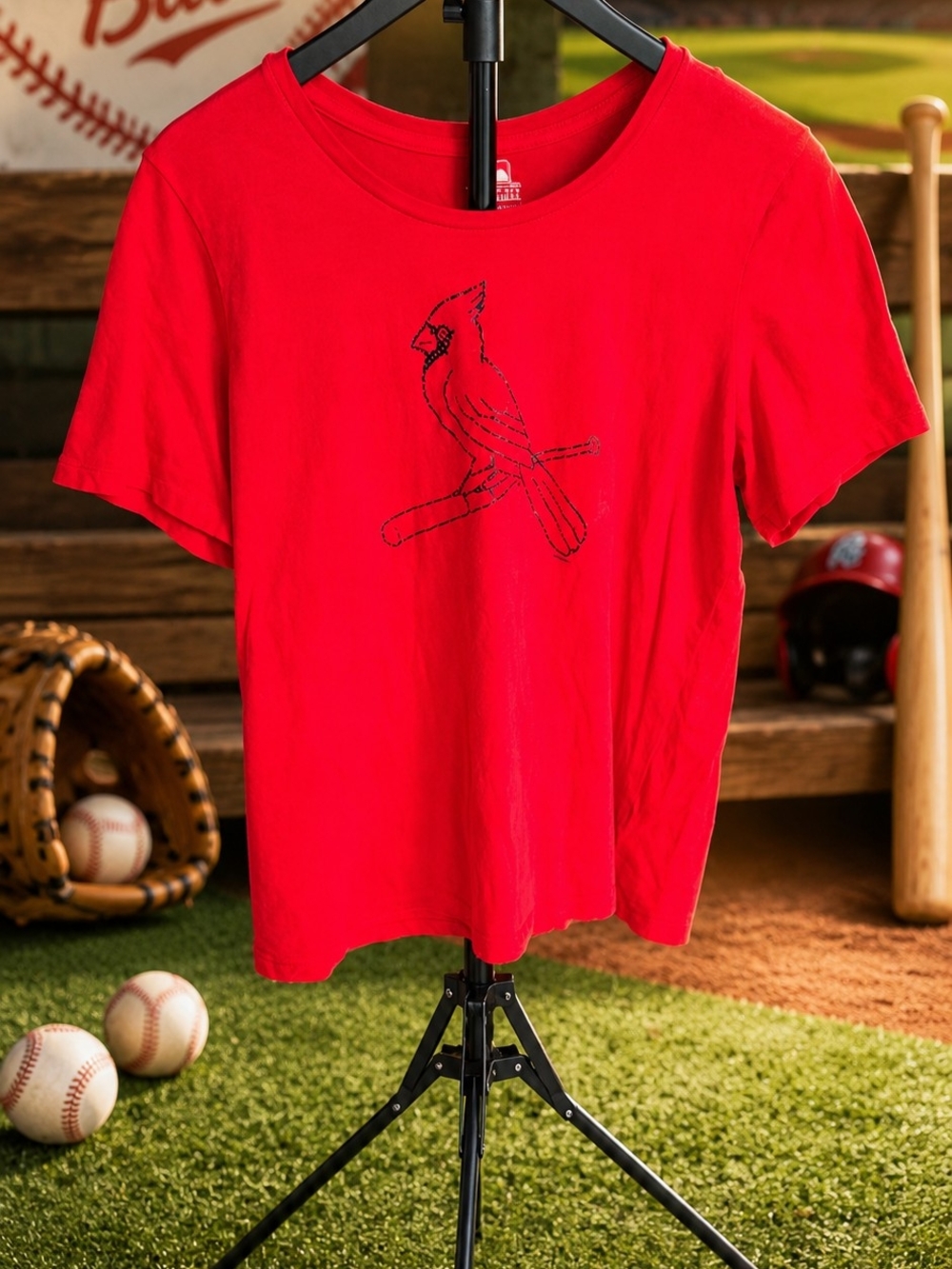 Genuine Merchandise Red T-Shirt with St. Louis Cardinal Sketch
